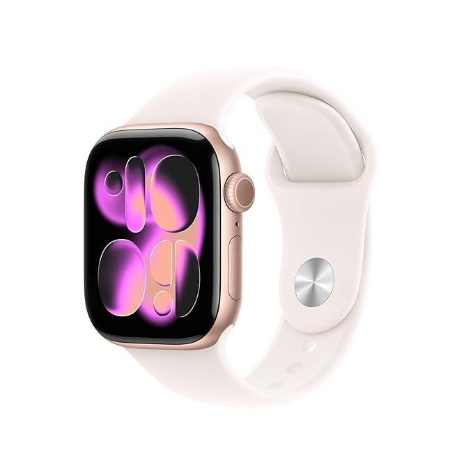 apple watch series 11 gps 42mm rose gold aluminium case with light blush sport band s/m apple watch series 11 gps 42mm rose gold aluminium case with light blush sport band s/m